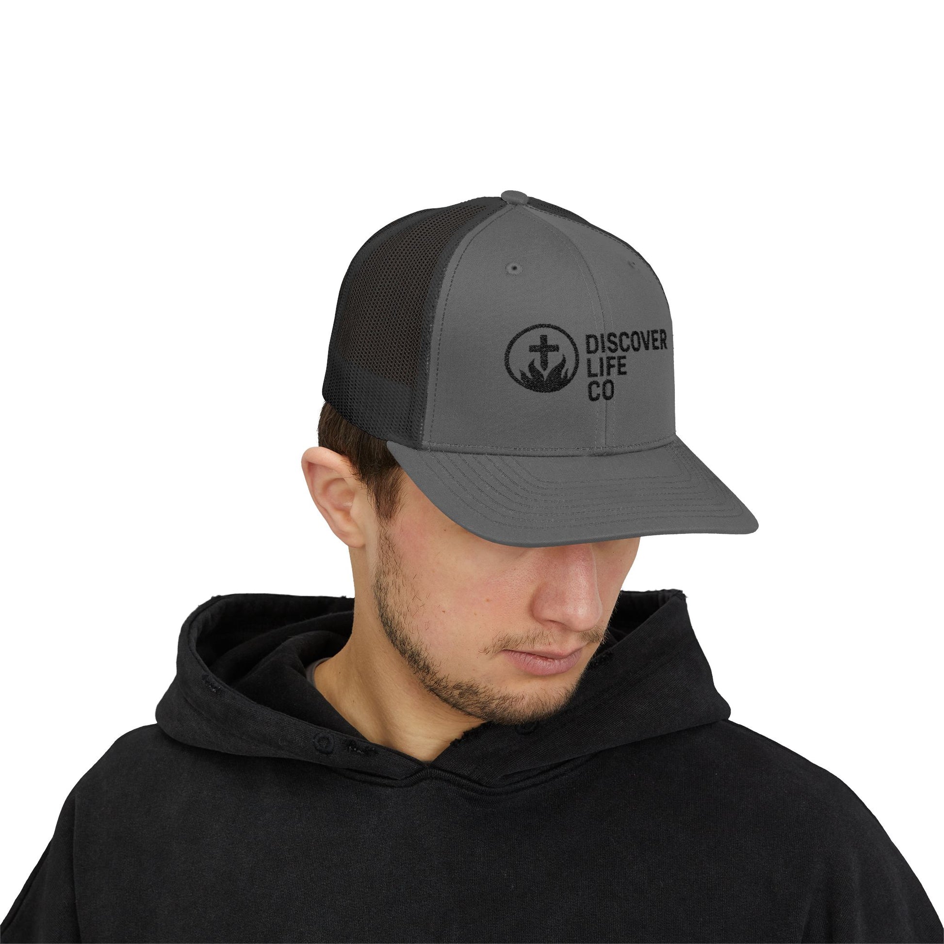 Discover Life Co Snapback Trucker Cap | Stylish Sun Hat for Outdoor Adventures, Casual Wear, Gift for Nature Lovers, Unisex Cap