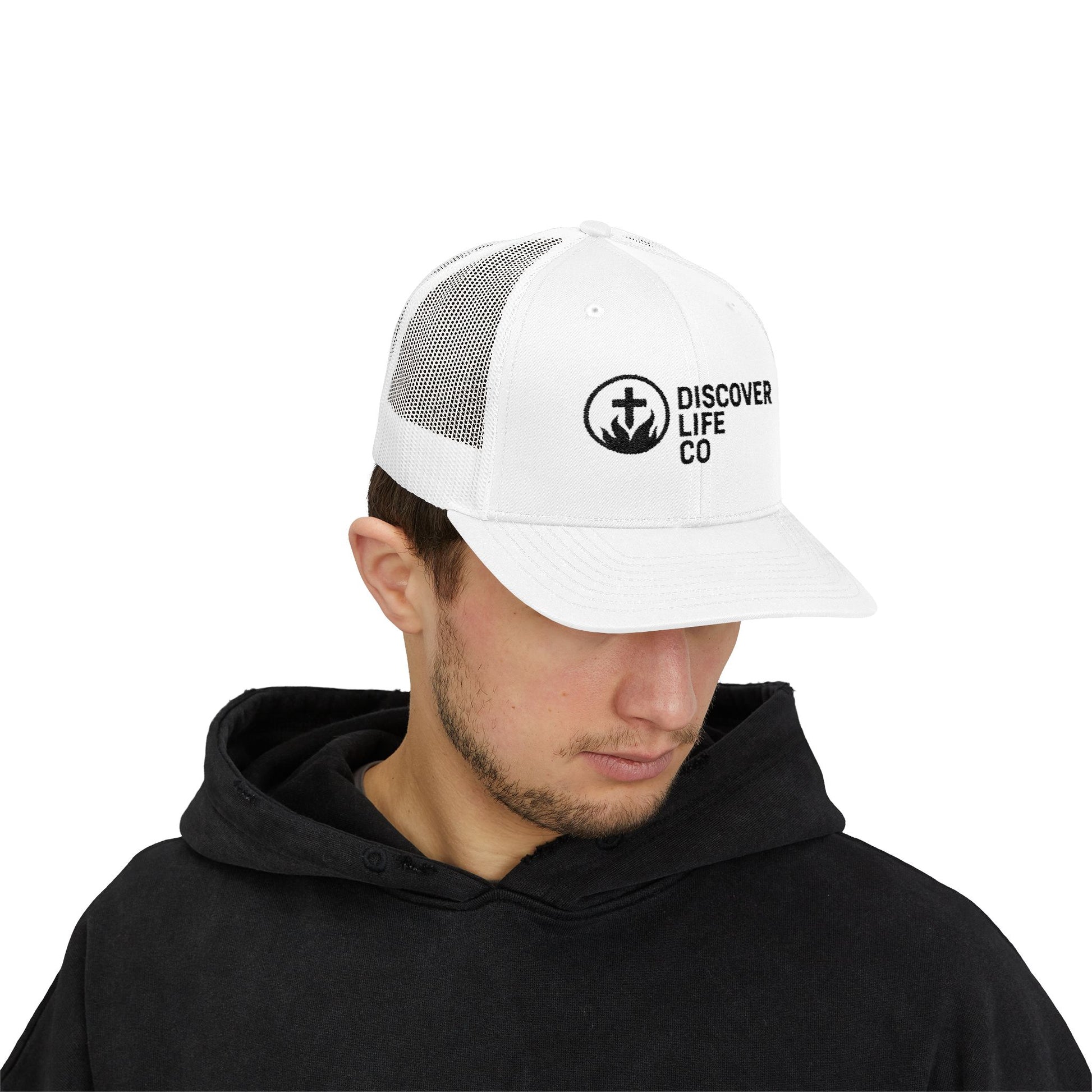 Discover Life Co Snapback Trucker Cap | Stylish Sun Hat for Outdoor Adventures, Casual Wear, Gift for Nature Lovers, Unisex Cap