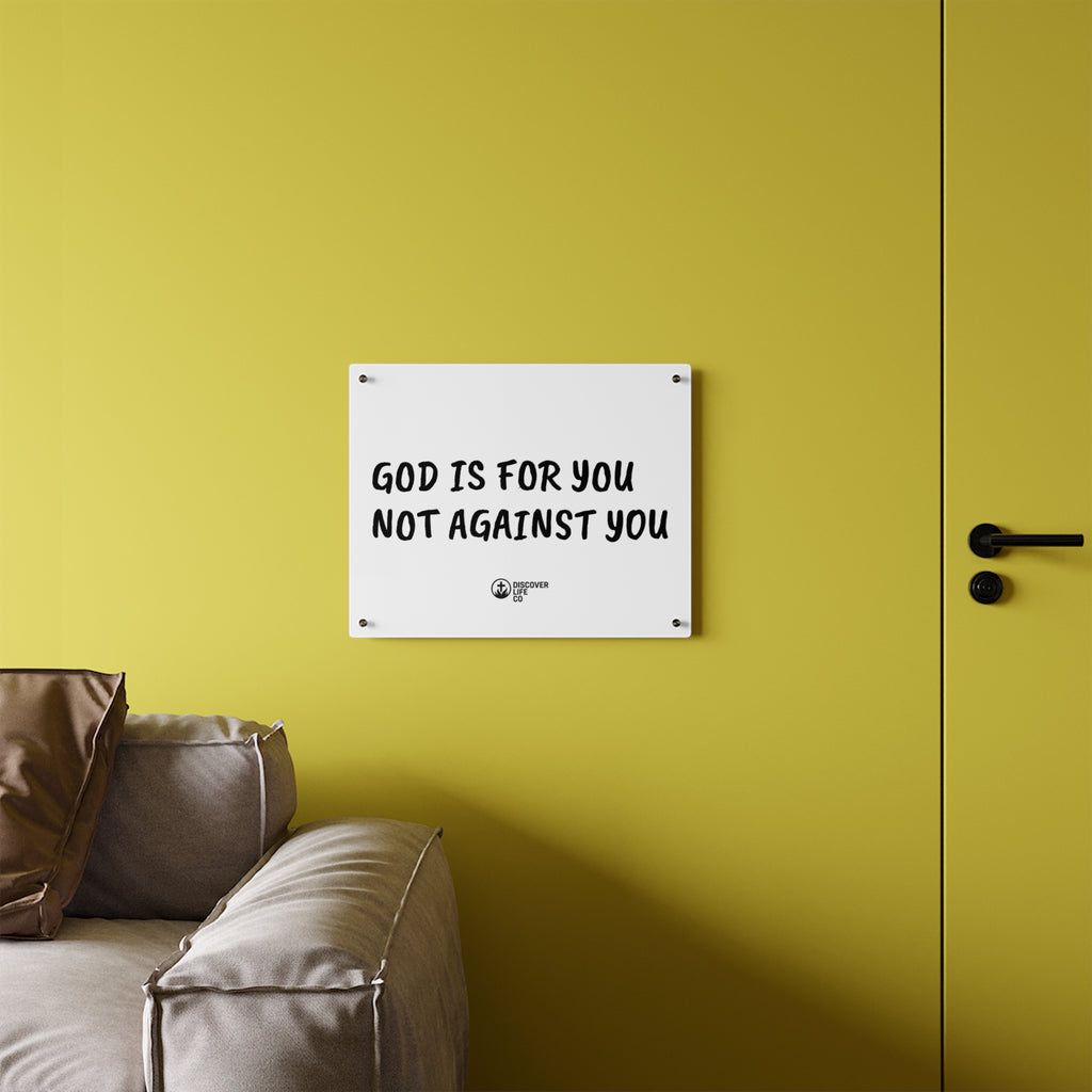 Inspirational Acrylic Wall Art Panel | Motivational Home Decor | Faith-Based Wall Decor | God Is For You Sign | Religious Gift