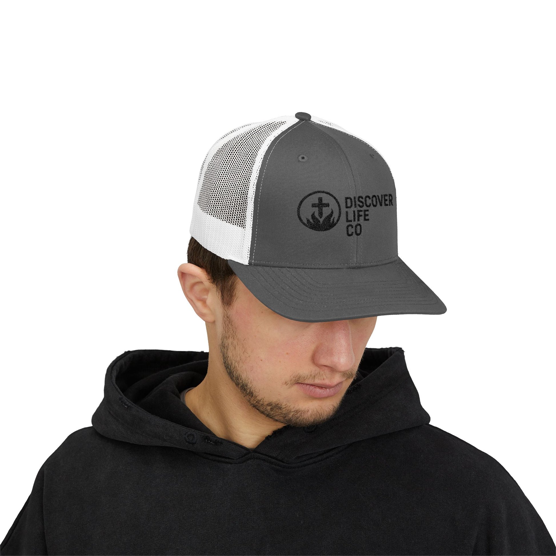 Discover Life Co Snapback Trucker Cap | Stylish Sun Hat for Outdoor Adventures, Casual Wear, Gift for Nature Lovers, Unisex Cap