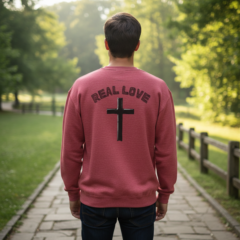 "Real love, cross" Men's Crewneck