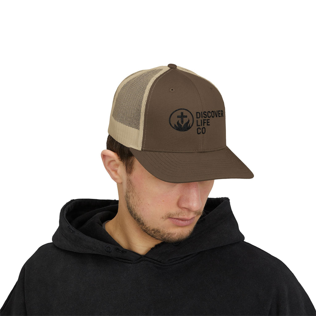 Discover Life Co Snapback Trucker Cap | Stylish Sun Hat for Outdoor Adventures, Casual Wear, Gift for Nature Lovers, Unisex Cap