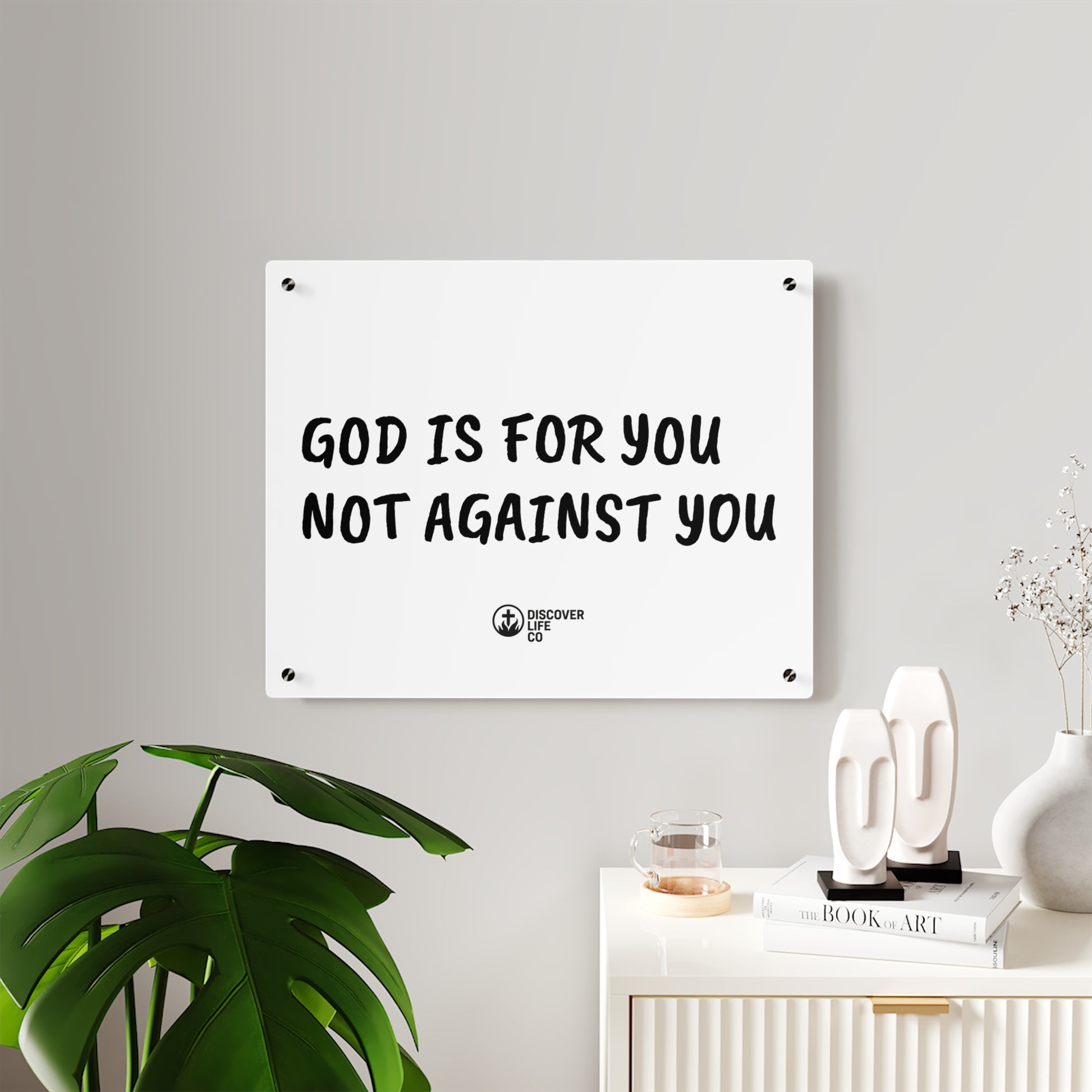Inspirational Acrylic Wall Art Panel | Motivational Home Decor | Faith-Based Wall Decor | God Is For You Sign | Religious Gift